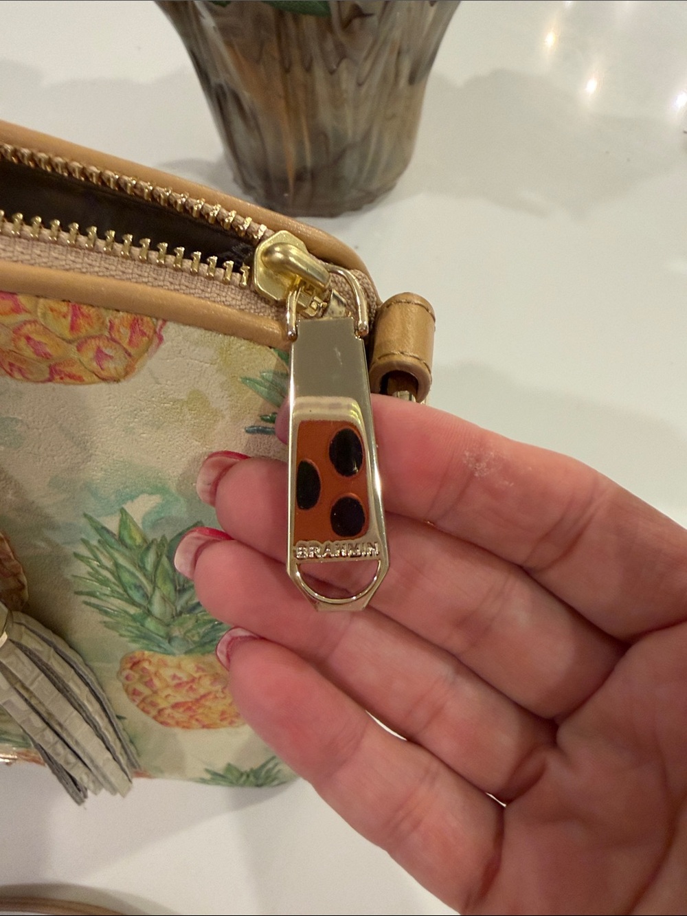 Brahmin Duxbury Satchel Multi Pomparo Pineapple -Print with Tassel - Picture 17 of 17